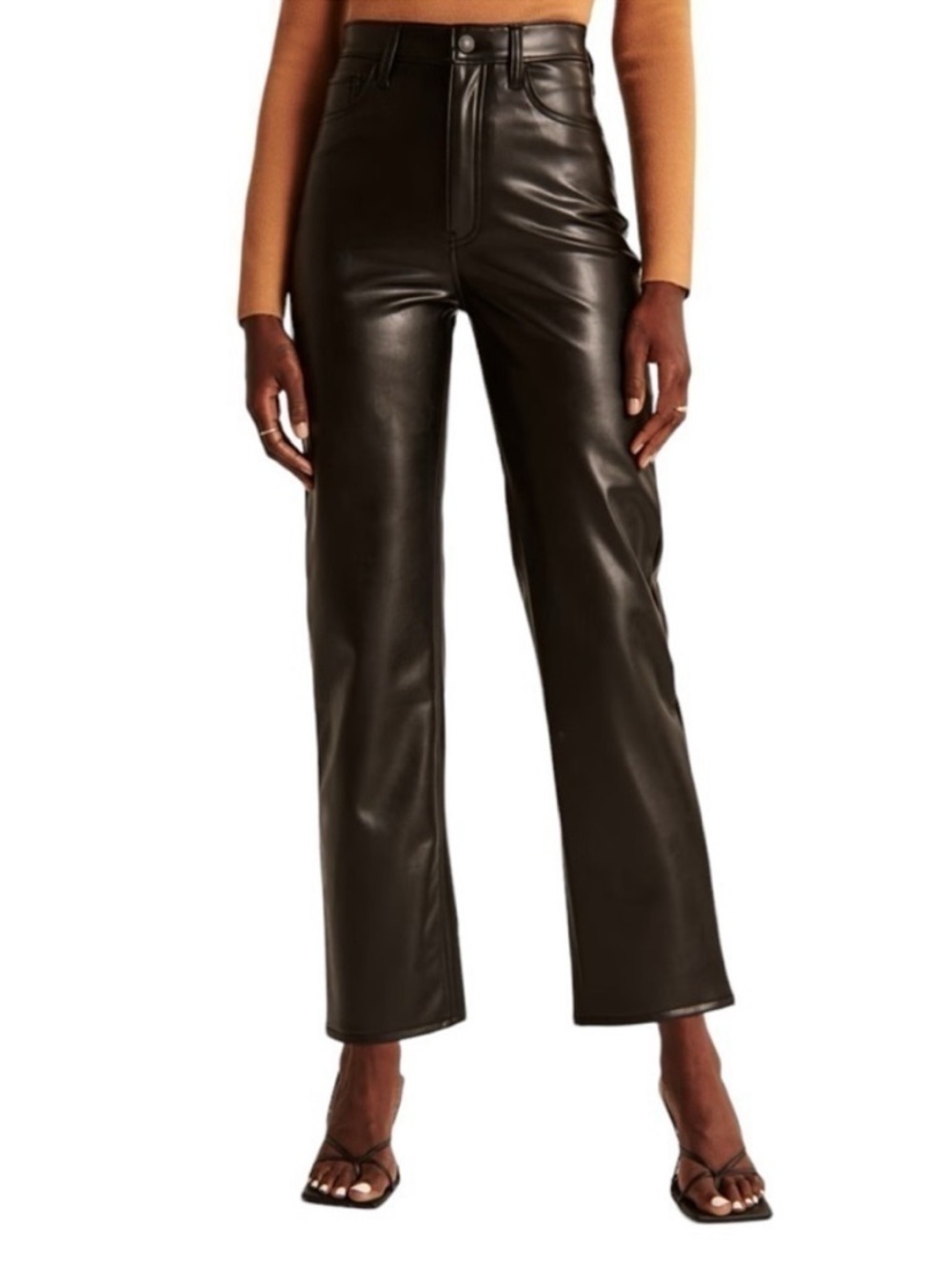 Abercrombie & Fitch Black Curve Love High Rise 90s Straight Vegan Leather Pants